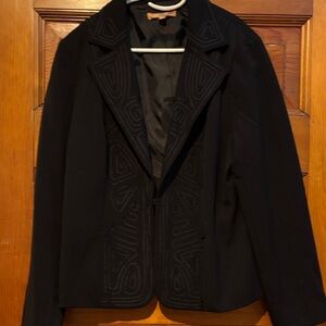 Ellen Tracy Classic Black Blazer With Embroidered Detail